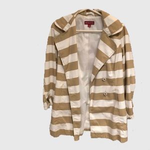 Merona tan and white Striped Trench coat